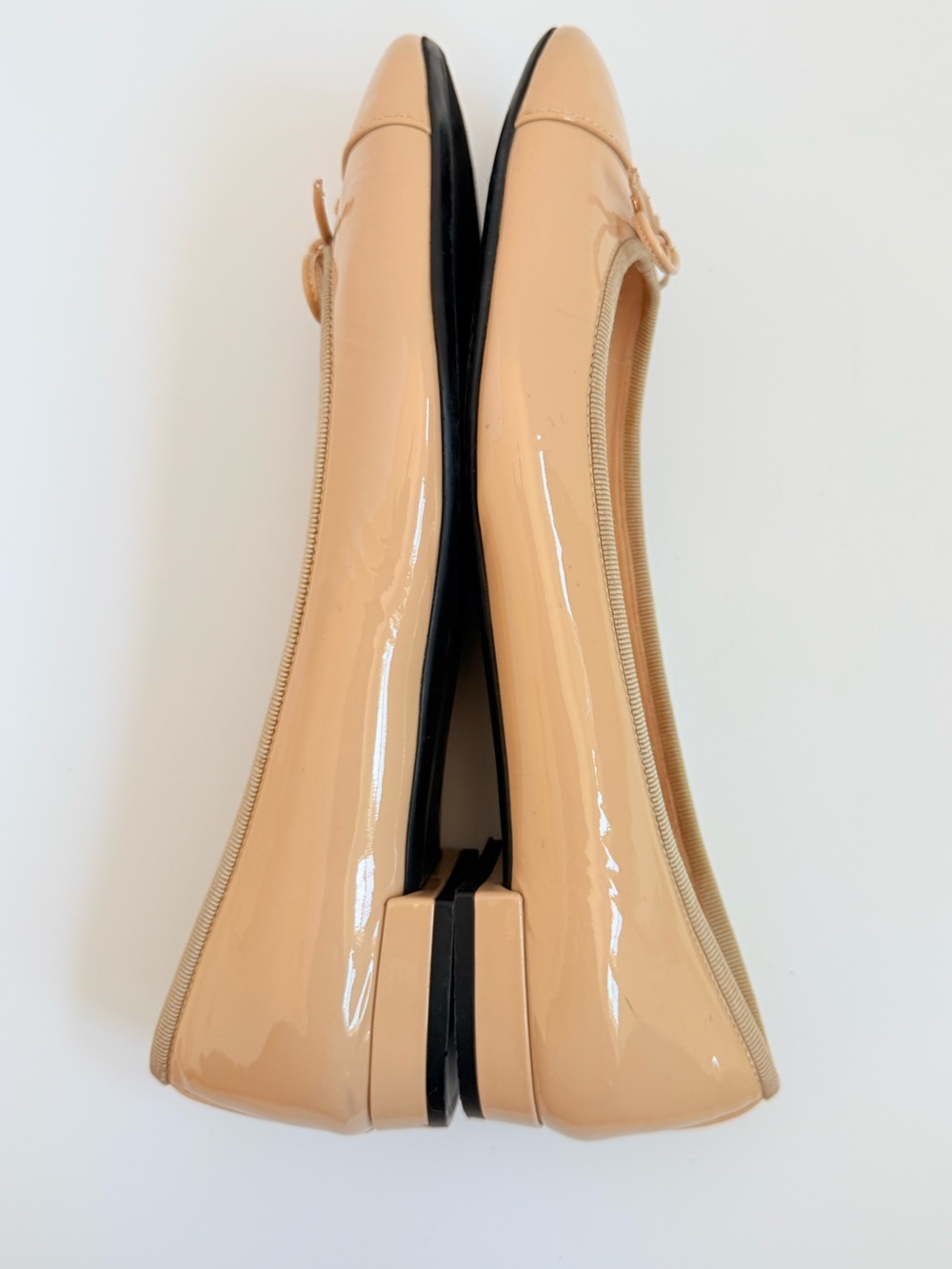 Prada Nude Patent Leather Bow Ballet Flats Logo Plaque Shoes EU 39 - Picture 5 of 8